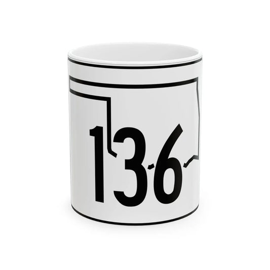 Oklahoma State Highway 136 (Oklahoma) (Road Sign) White Coffee Mug 11oz - Go Mug Yourself