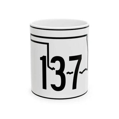Oklahoma State Highway 137 (Oklahoma) (Road Sign) White Coffee Mug 11oz - Go Mug Yourself