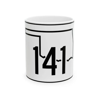 Oklahoma State Highway 141 (Oklahoma) (Road Sign) White Coffee Mug 11oz - Go Mug Yourself