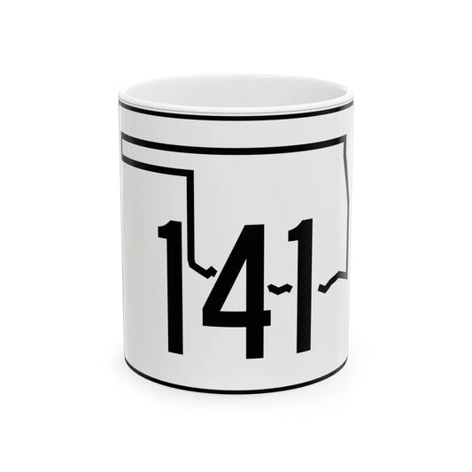Oklahoma State Highway 141 (Oklahoma) (Road Sign) White Coffee Mug 11oz - Go Mug Yourself