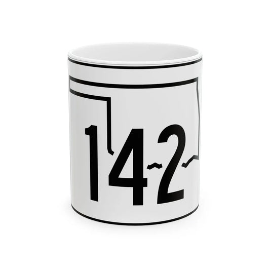 Oklahoma State Highway 142 (Oklahoma) (Road Sign) White Coffee Mug 11oz - Go Mug Yourself