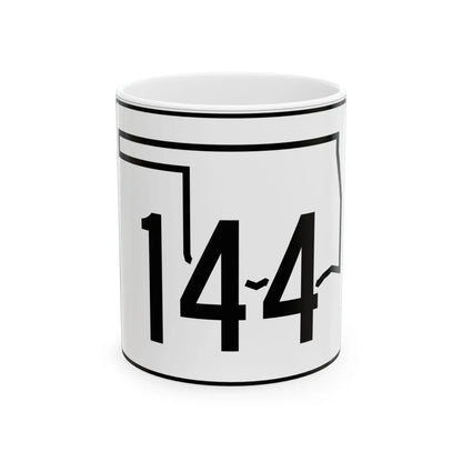 Oklahoma State Highway 144 (Oklahoma) (Road Sign) White Coffee Mug 11oz - Go Mug Yourself