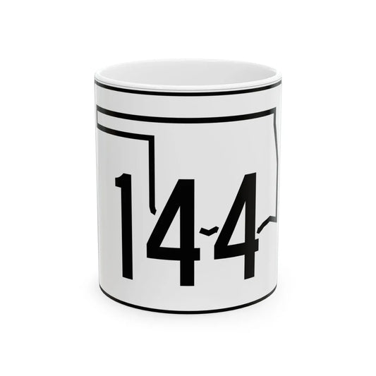 Oklahoma State Highway 144 (Oklahoma) (Road Sign) White Coffee Mug 11oz - Go Mug Yourself
