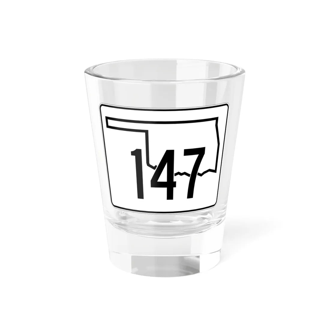 Oklahoma State Highway 147 (Oklahoma) (Road Sign) Shot Glass 1.5oz 1.5oz - Go Mug Yourself