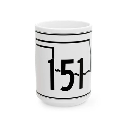 Oklahoma State Highway 151 (Oklahoma) (Road Sign) White Coffee Mug 15oz - Go Mug Yourself