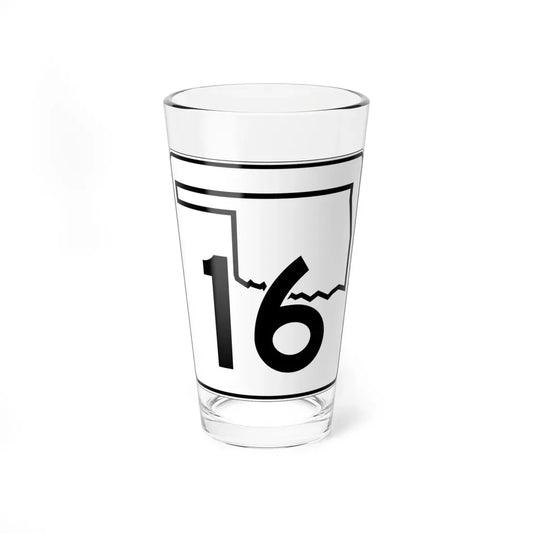 Oklahoma State Highway 16 (Oklahoma) (Road Sign) Pint Glass 16oz 16oz - Go Mug Yourself