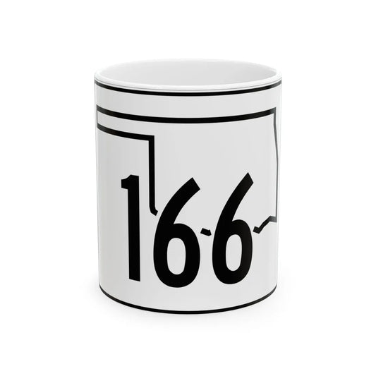 Oklahoma State Highway 166 (Oklahoma) (Road Sign) White Coffee Mug 11oz - Go Mug Yourself