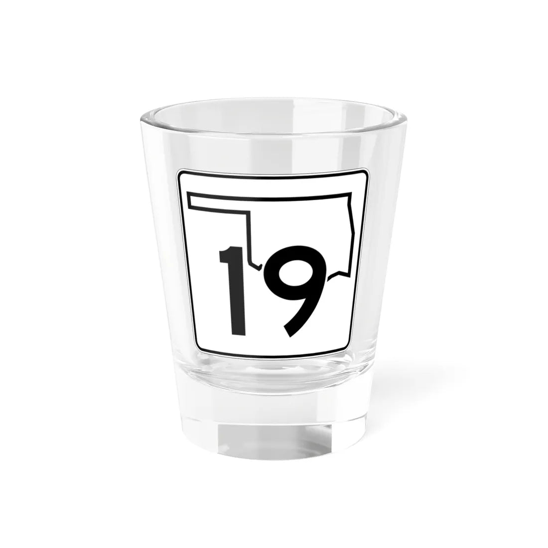 Oklahoma State Highway 19 (Oklahoma) (Road Sign) Shot Glass 1.5oz 1.5oz - Go Mug Yourself