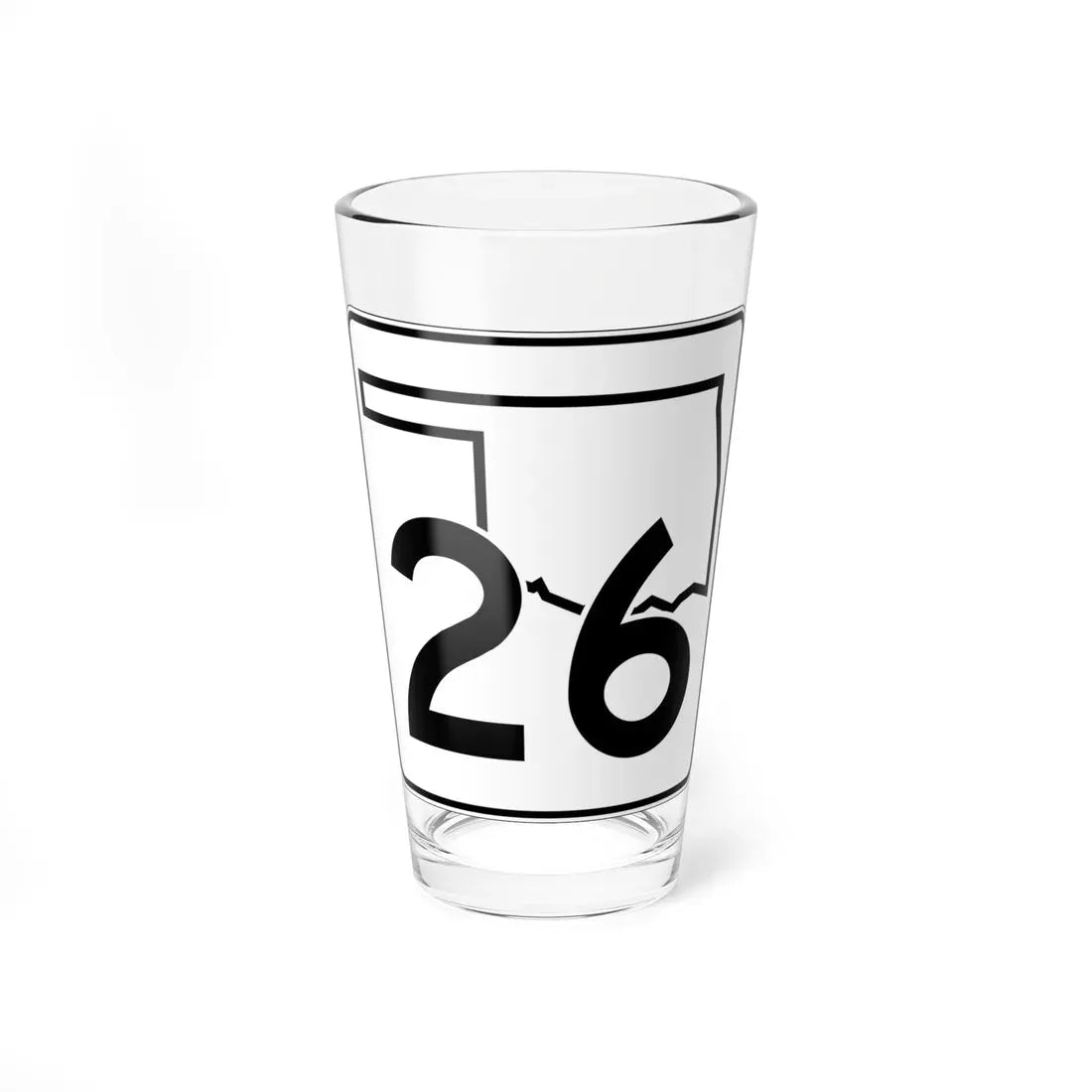 Oklahoma State Highway 26 (Oklahoma) (Road Sign) Pint Glass 16oz 16oz - Go Mug Yourself