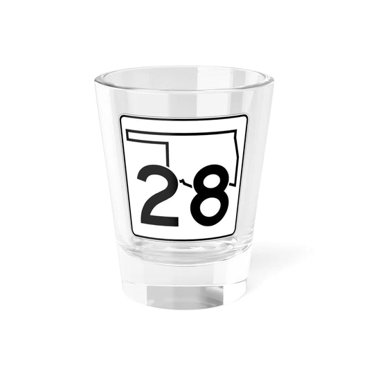 Oklahoma State Highway 28 (Oklahoma) (Road Sign) Shot Glass 1.5oz 1.5oz - Go Mug Yourself