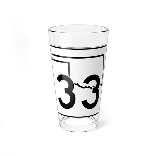 Oklahoma State Highway 33 (Oklahoma) (Road Sign) Pint Glass 16oz 16oz - Go Mug Yourself