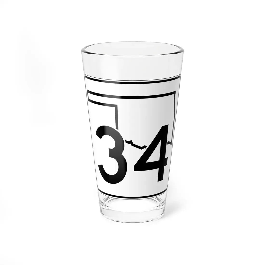 Oklahoma State Highway 34 (Oklahoma) (Road Sign) Pint Glass 16oz 16oz - Go Mug Yourself