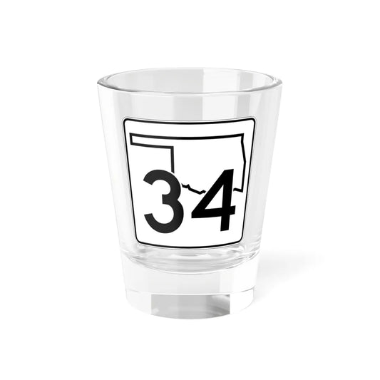 Oklahoma State Highway 34 (Oklahoma) (Road Sign) Shot Glass 1.5oz 1.5oz - Go Mug Yourself