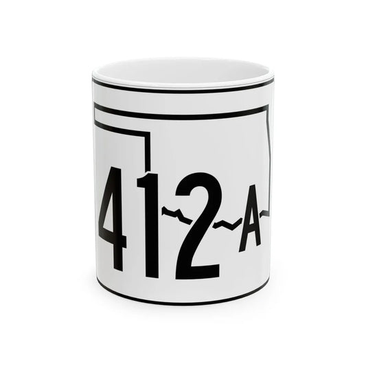 Oklahoma State Highway 412A (Oklahoma) (Road Sign) White Coffee Mug 11oz - Go Mug Yourself