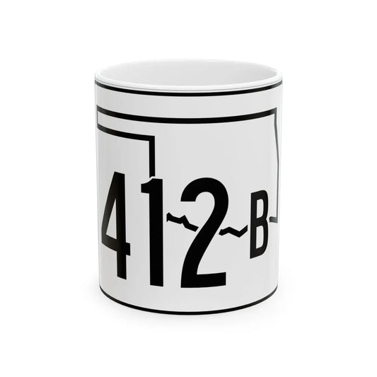 Oklahoma State Highway 412B (Oklahoma) (Road Sign) White Coffee Mug 11oz - Go Mug Yourself