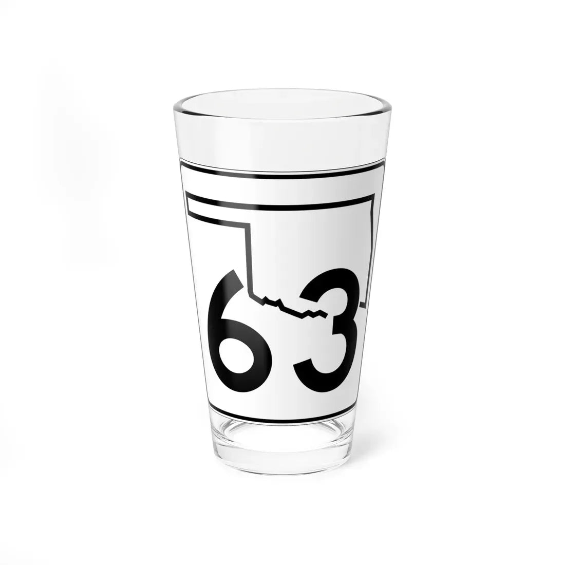 Oklahoma State Highway 63 (Oklahoma) (Road Sign) Pint Glass 16oz 16oz - Go Mug Yourself