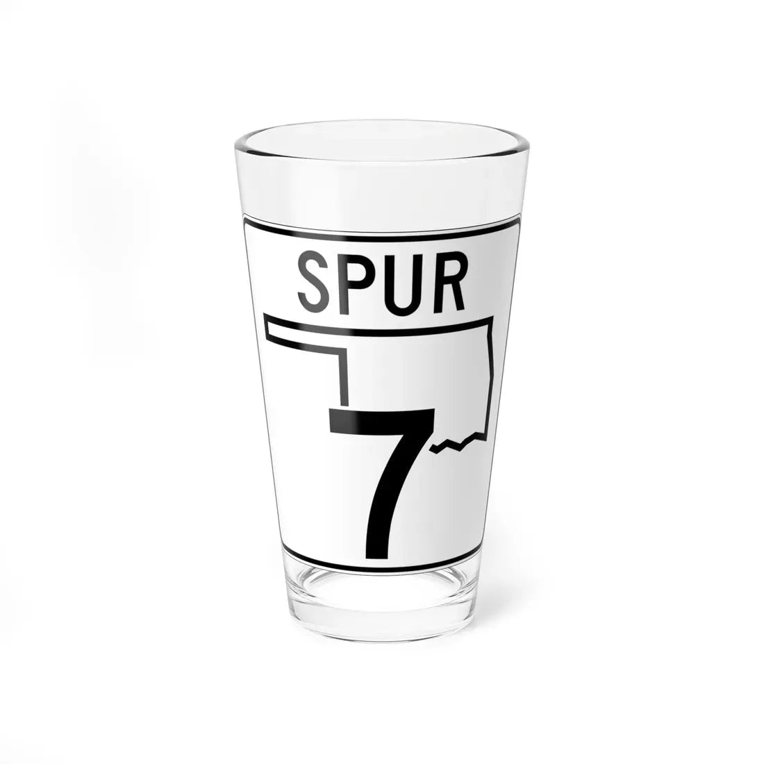 Oklahoma State Highway 7 Spur (Oklahoma) (Road Sign) Pint Glass 16oz 16oz - Go Mug Yourself