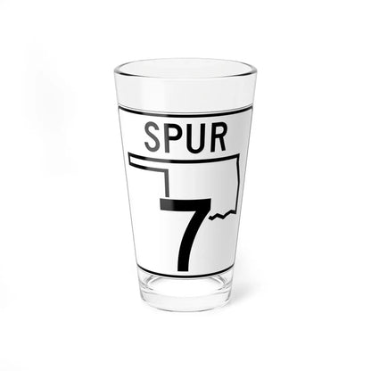 Oklahoma State Highway 7 Spur (Oklahoma) (Road Sign) Pint Glass 16oz 16oz - Go Mug Yourself