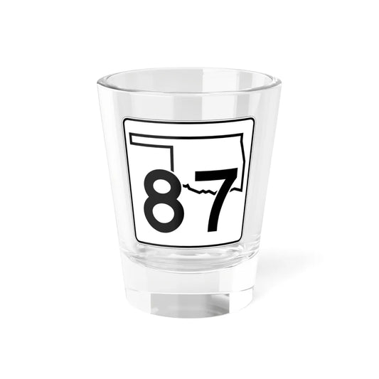 Oklahoma State Highway 87 (Oklahoma) (Road Sign) Shot Glass 1.5oz 1.5oz - Go Mug Yourself