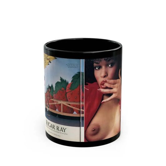Ola Ray #130 - [Pages 144-145] Ola Playboy Spread Pages 1 & 2 of 10+Centerfold from Playboy Mag. June '80 (Vintage Female Icon) Black Coffee Mug 11oz - Go Mug Yourself