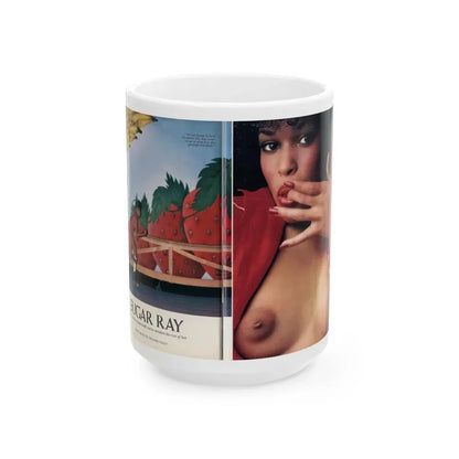 Ola Ray #130 - [Pages 144-145] Ola Playboy Spread Pages 1 & 2 of 10+Centerfold from Playboy Mag. June '80 (Vintage Female Icon) White Coffee Mug 15oz - Go Mug Yourself