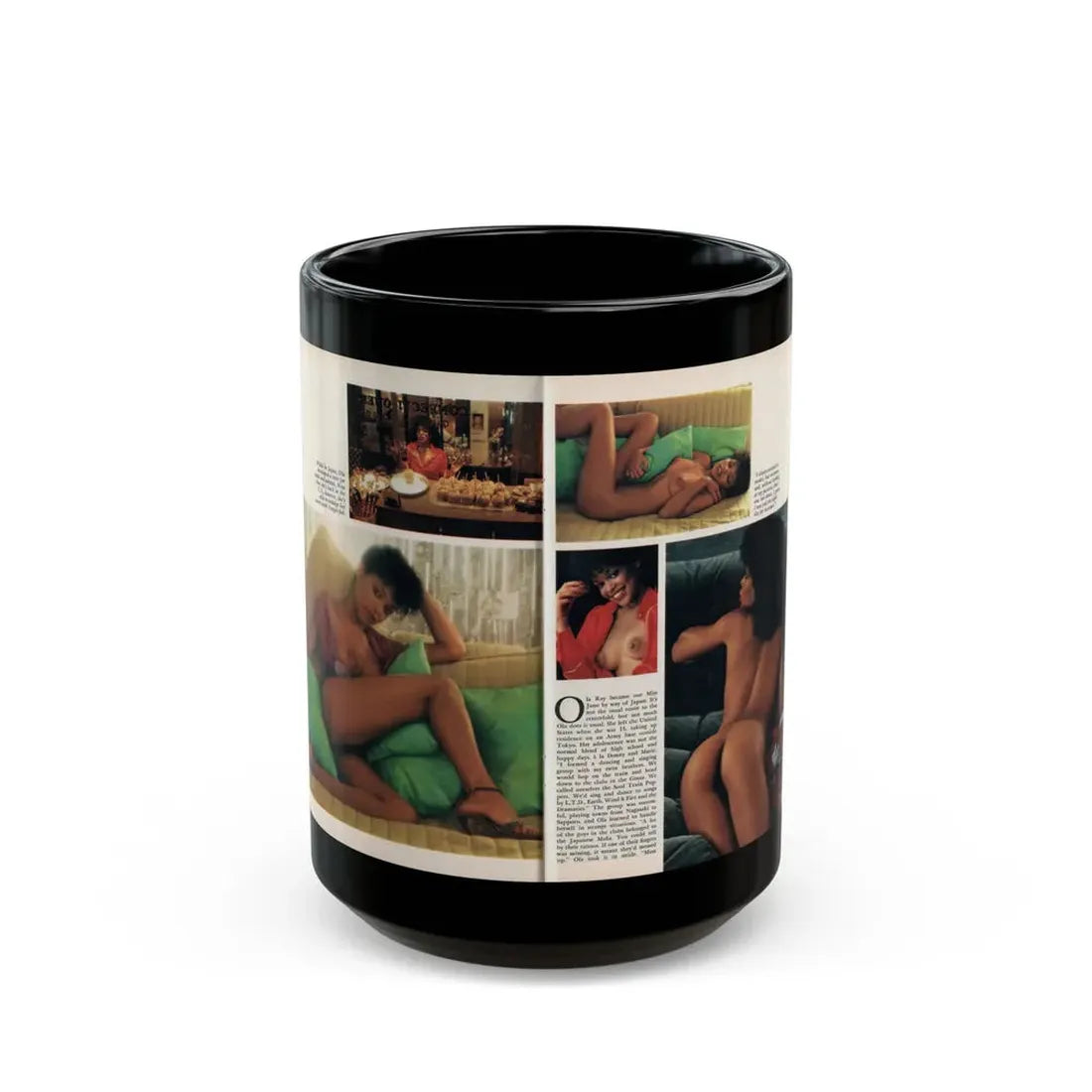 Ola Ray #131 - [Pages 146-147] Ola Playboy Spread Pages 3 & 4 of 10+Centerfold from Playboy Mag. June '80 (Vintage Female Icon) Black Coffee Mug 15oz - Go Mug Yourself