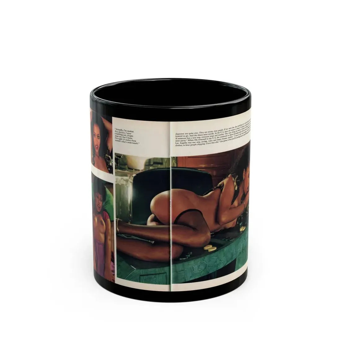 Ola Ray #132 - [Pages 148-149] Ola Playboy Spread Pages 5 & 6 of 10+Centerfold from Playboy Mag. June '80 (Vintage Female Icon) Black Coffee Mug 11oz - Go Mug Yourself