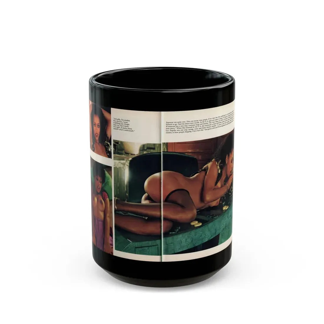 Ola Ray #132 - [Pages 148-149] Ola Playboy Spread Pages 5 & 6 of 10+Centerfold from Playboy Mag. June '80 (Vintage Female Icon) Black Coffee Mug 15oz - Go Mug Yourself