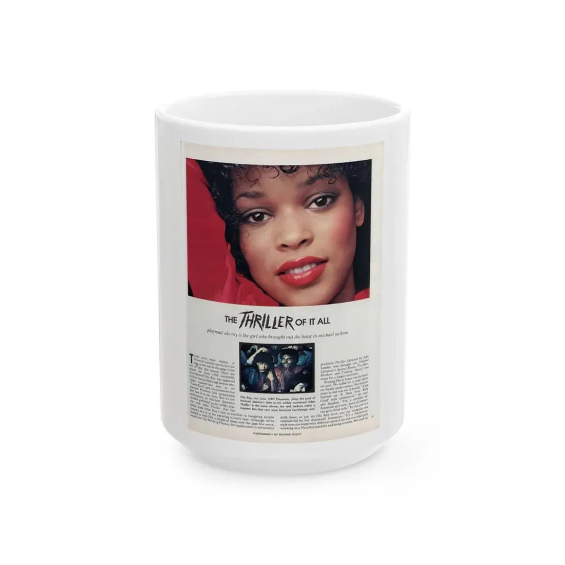 Ola Ray #134 - [Pages 87] Ola Playboy Spread Pages 1 of 5 from Playboy Mag. May '84 (Vintage Female Icon) White Coffee Mug 15oz - Go Mug Yourself