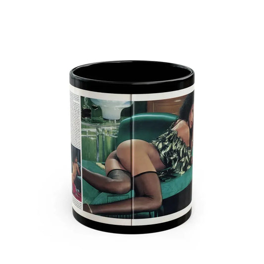 Ola Ray #135 - [Pages 88 & 89] Ola Playboy Spread Pages 2 & 3 of 5 from Playboy Mag. May '84 (Vintage Female Icon) Black Coffee Mug 11oz - Go Mug Yourself