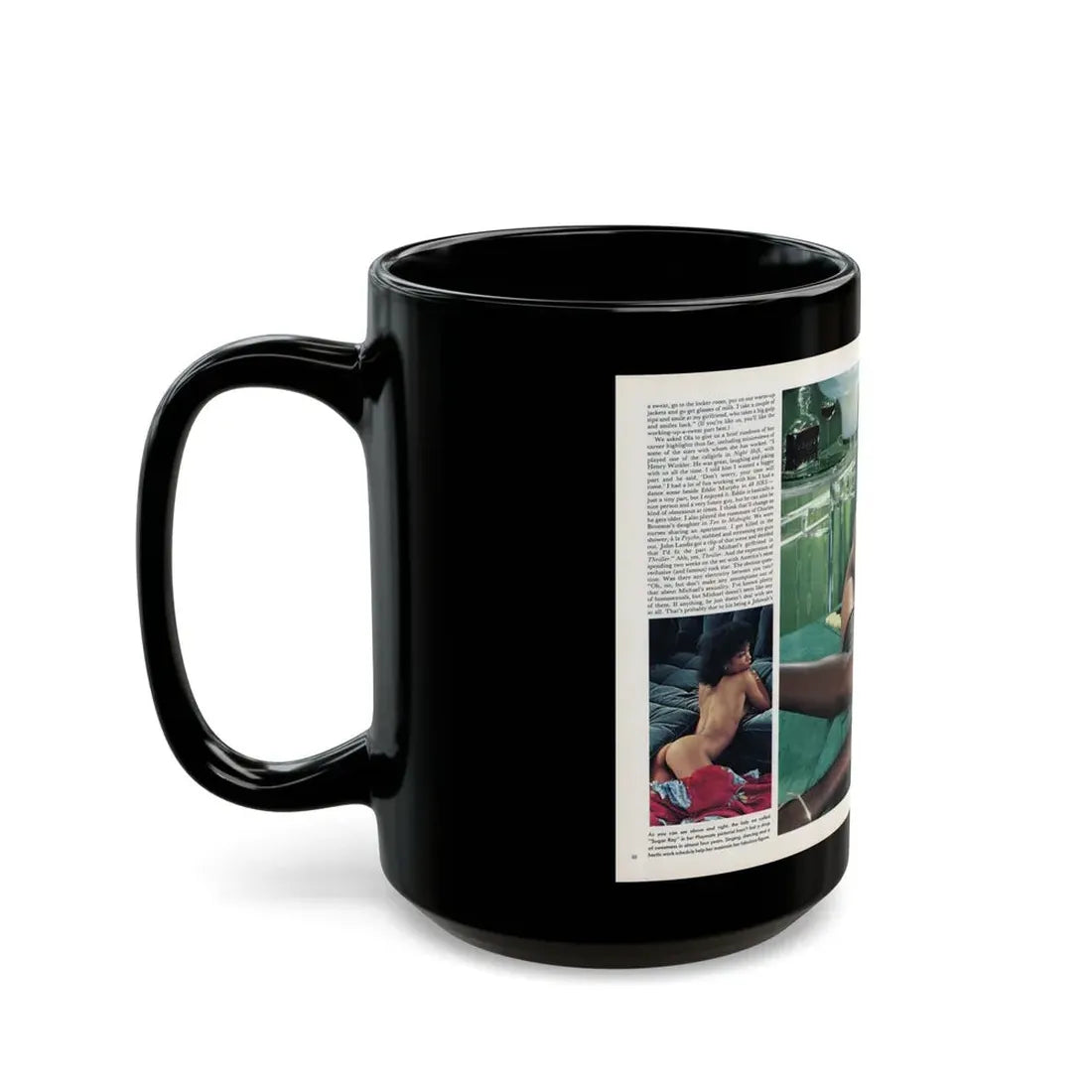 Ola Ray #135 - [Pages 88 & 89] Ola Playboy Spread Pages 2 & 3 of 5 from Playboy Mag. May '84 (Vintage Female Icon) Black Coffee Mug - Go Mug Yourself