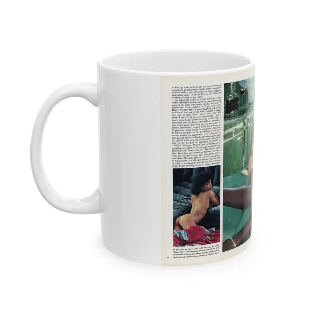 Ola Ray #135 - [Pages 88 & 89] Ola Playboy Spread Pages 2 & 3 of 5 from Playboy Mag. May '84 (Vintage Female Icon) White Coffee Mug - Go Mug Yourself