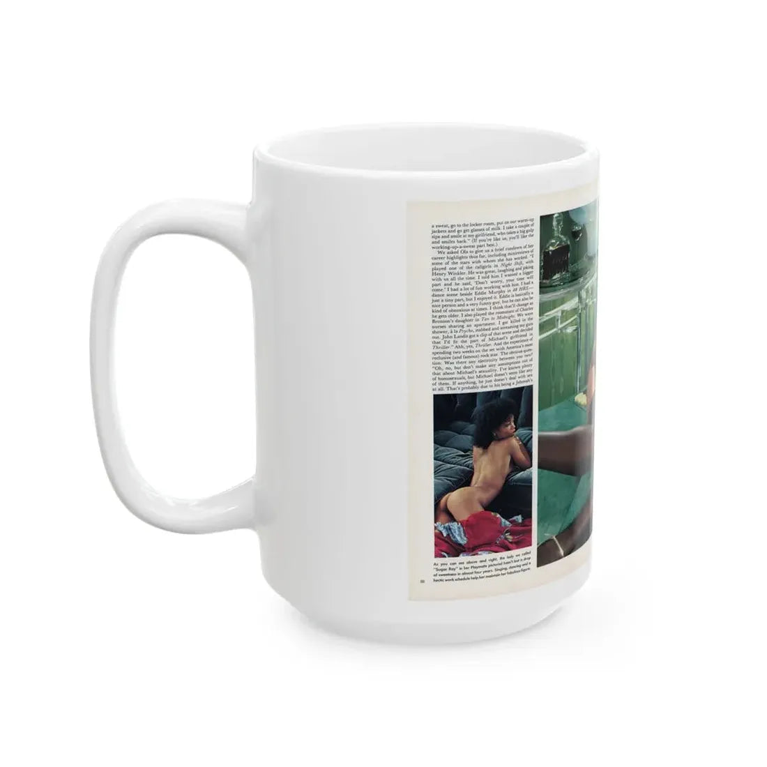 Ola Ray #135 - [Pages 88 & 89] Ola Playboy Spread Pages 2 & 3 of 5 from Playboy Mag. May '84 (Vintage Female Icon) White Coffee Mug - Go Mug Yourself