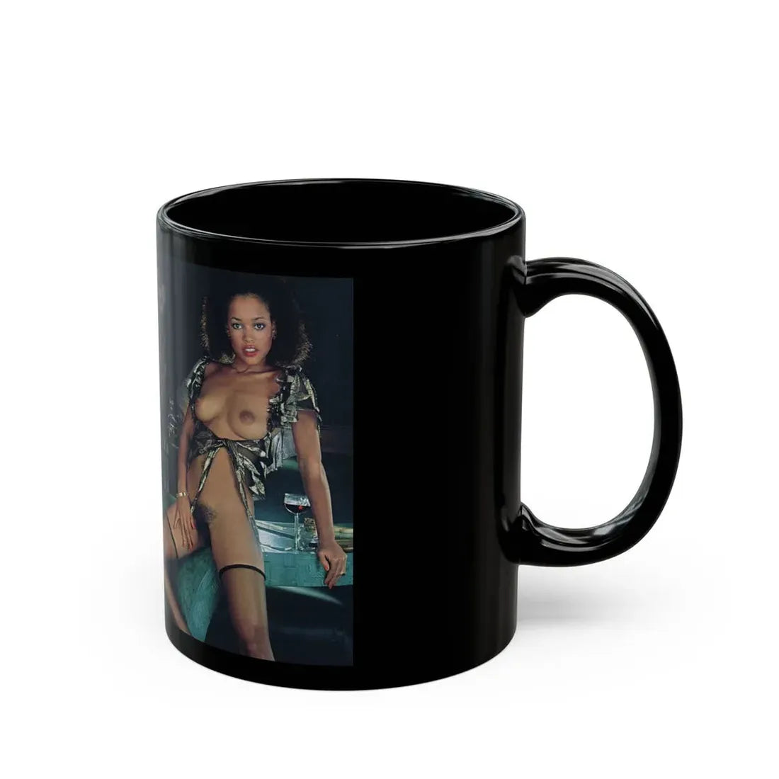 Ola Ray #136 - [Pages 90 & 91] Ola Playboy Spread Pages 4 & 5 of 5 from Playboy Mag. May '84 (Vintage Female Icon) Black Coffee Mug - Go Mug Yourself