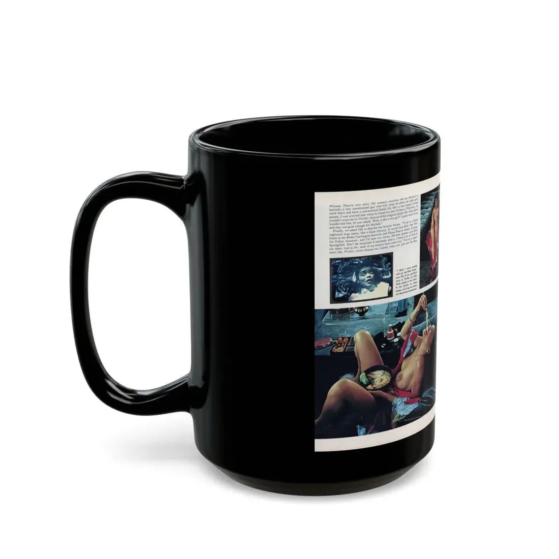 Ola Ray #136 - [Pages 90 & 91] Ola Playboy Spread Pages 4 & 5 of 5 from Playboy Mag. May '84 (Vintage Female Icon) Black Coffee Mug - Go Mug Yourself