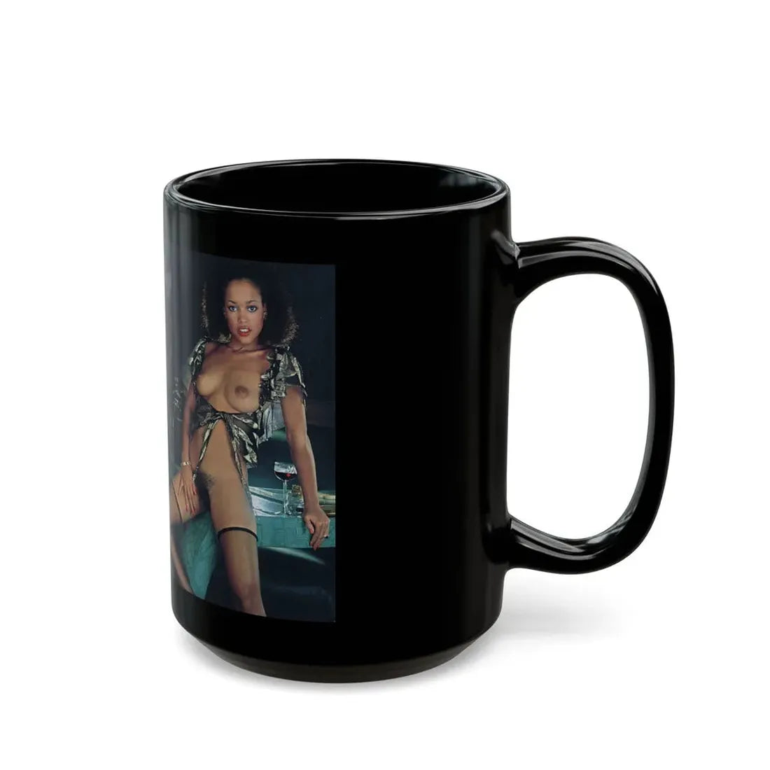Ola Ray #136 - [Pages 90 & 91] Ola Playboy Spread Pages 4 & 5 of 5 from Playboy Mag. May '84 (Vintage Female Icon) Black Coffee Mug - Go Mug Yourself