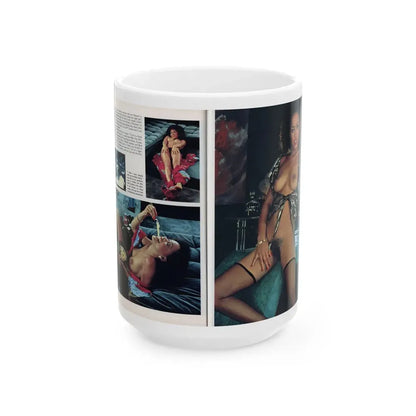 Ola Ray #136 - [Pages 90 & 91] Ola Playboy Spread Pages 4 & 5 of 5 from Playboy Mag. May '84 (Vintage Female Icon) White Coffee Mug 15oz - Go Mug Yourself