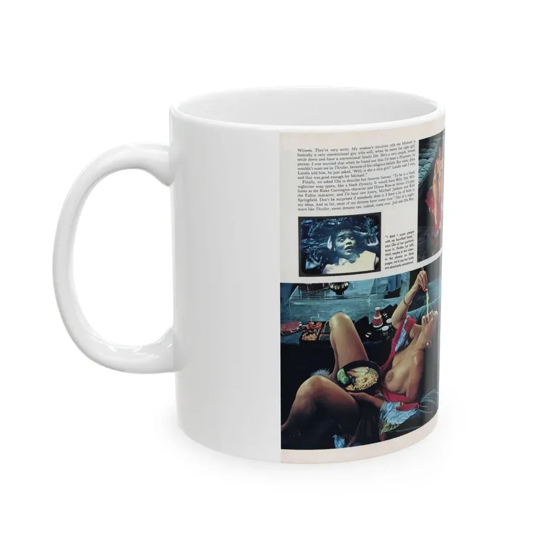 Ola Ray #136 - [Pages 90 & 91] Ola Playboy Spread Pages 4 & 5 of 5 from Playboy Mag. May '84 (Vintage Female Icon) White Coffee Mug - Go Mug Yourself