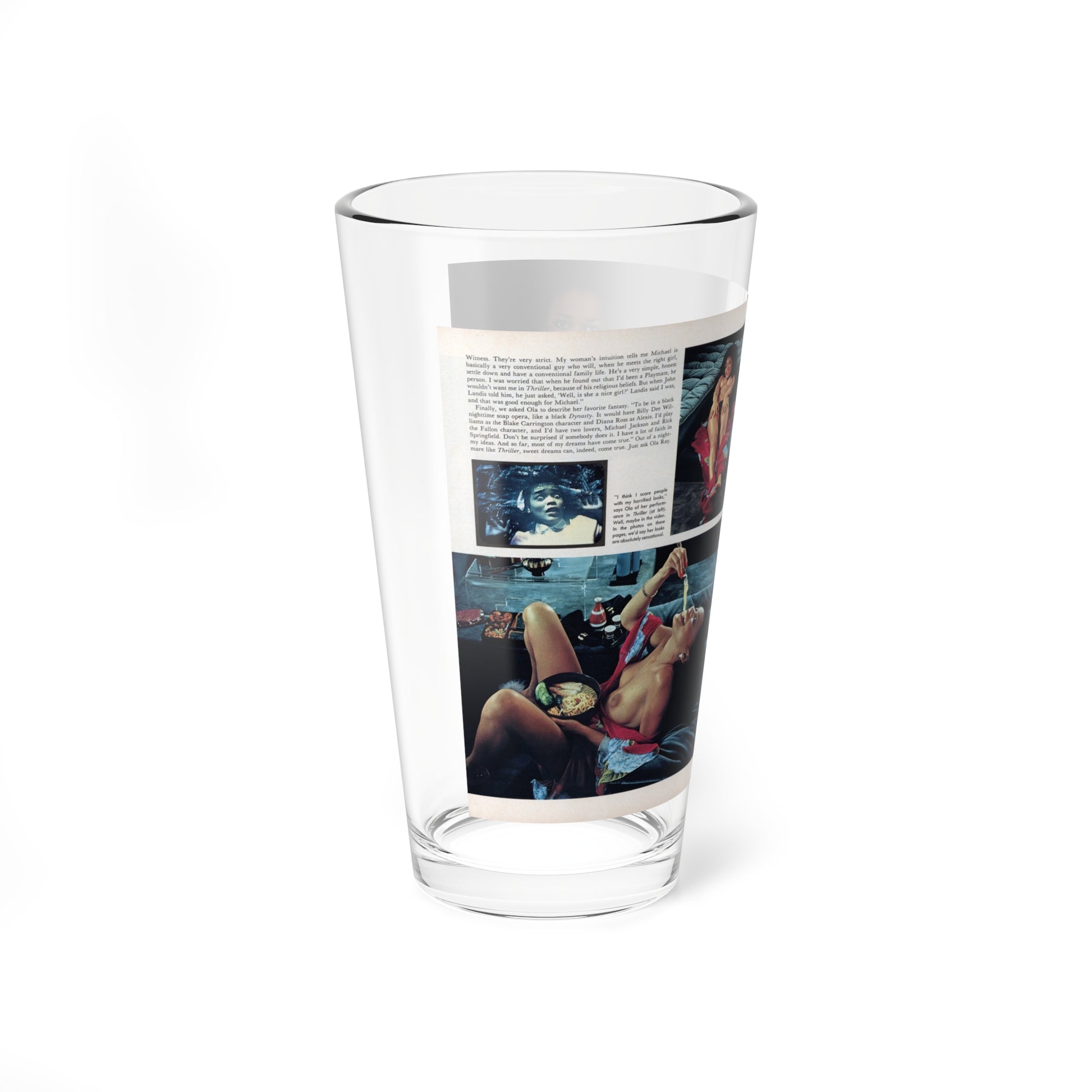Ola Ray #136 - [Pages 90 & 91] Ola Playboy Spread Pages 4 & 5 of 5 from Playboy Mag. May '84 (Vintage Female Icon) Pint Glass 16oz-Go Mug Yourself