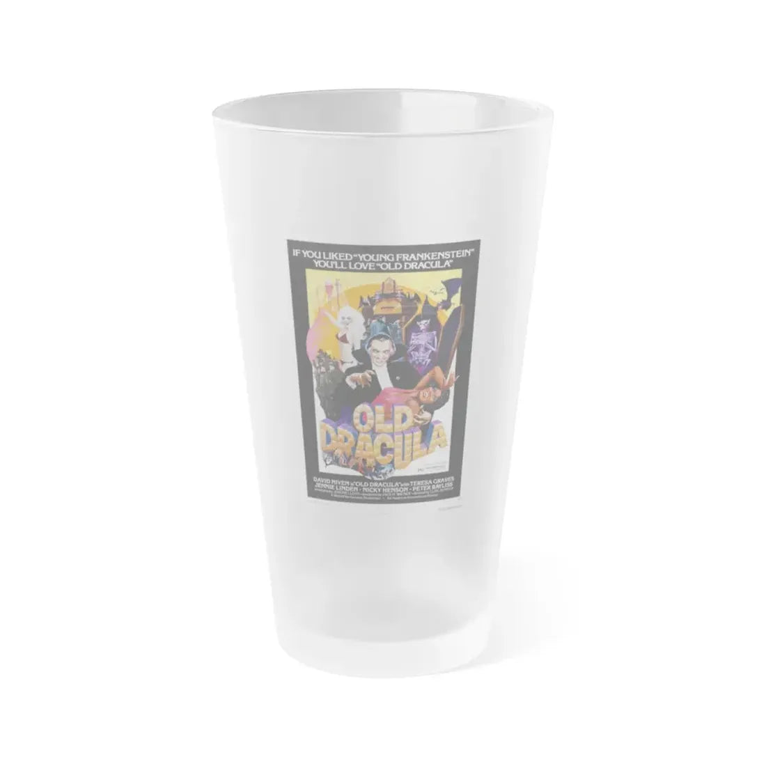 OLD DRACULA 1974 Movie Poster - Frosted Pint Glass 16oz 16oz Frosted - Go Mug Yourself