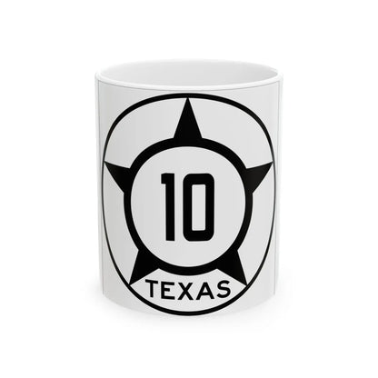 Old Texas 10 (Texas) (Road Sign) White Coffee Mug 11oz - Go Mug Yourself