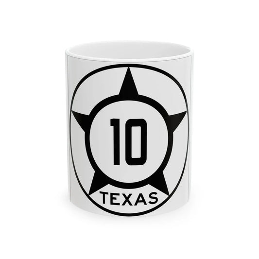 Old Texas 10 (Texas) (Road Sign) White Coffee Mug 11oz - Go Mug Yourself