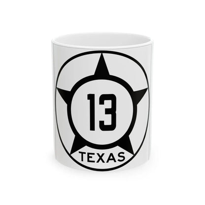 Old Texas 13 (Texas) (Road Sign) White Coffee Mug 11oz - Go Mug Yourself