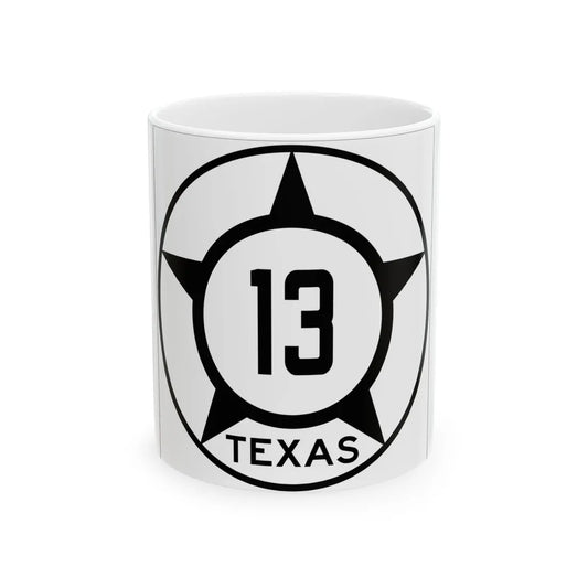 Old Texas 13 (Texas) (Road Sign) White Coffee Mug 11oz - Go Mug Yourself