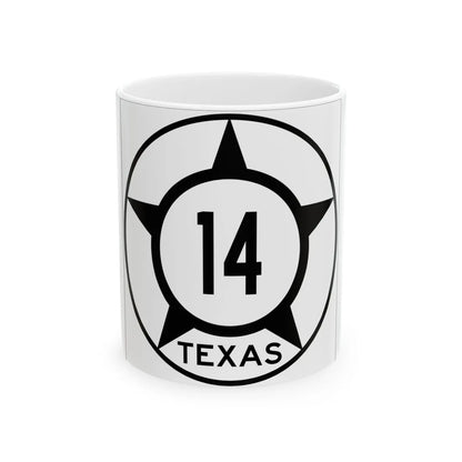 Old Texas 14 (Texas) (Road Sign) White Coffee Mug 11oz - Go Mug Yourself