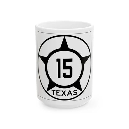 Old Texas 15 (Texas) (Road Sign) White Coffee Mug 15oz - Go Mug Yourself