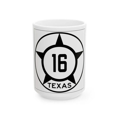 Old Texas 16 (Texas) (Road Sign) White Coffee Mug 15oz - Go Mug Yourself