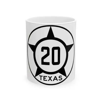 Old Texas 20 (Texas) (Road Sign) White Coffee Mug 11oz - Go Mug Yourself