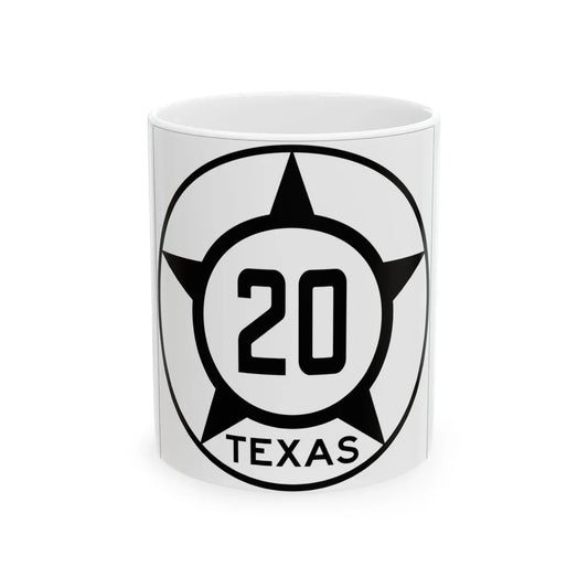 Old Texas 20 (Texas) (Road Sign) White Coffee Mug 11oz - Go Mug Yourself