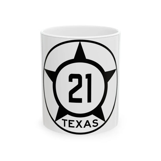 Old Texas 21 (Texas) (Road Sign) White Coffee Mug 11oz - Go Mug Yourself
